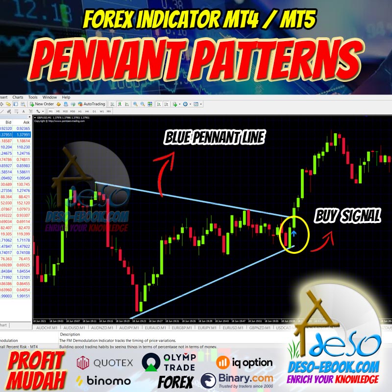 Sinyal Indikator Pennant Patterns Trading Forex, Binomo,Olymptrade,dll